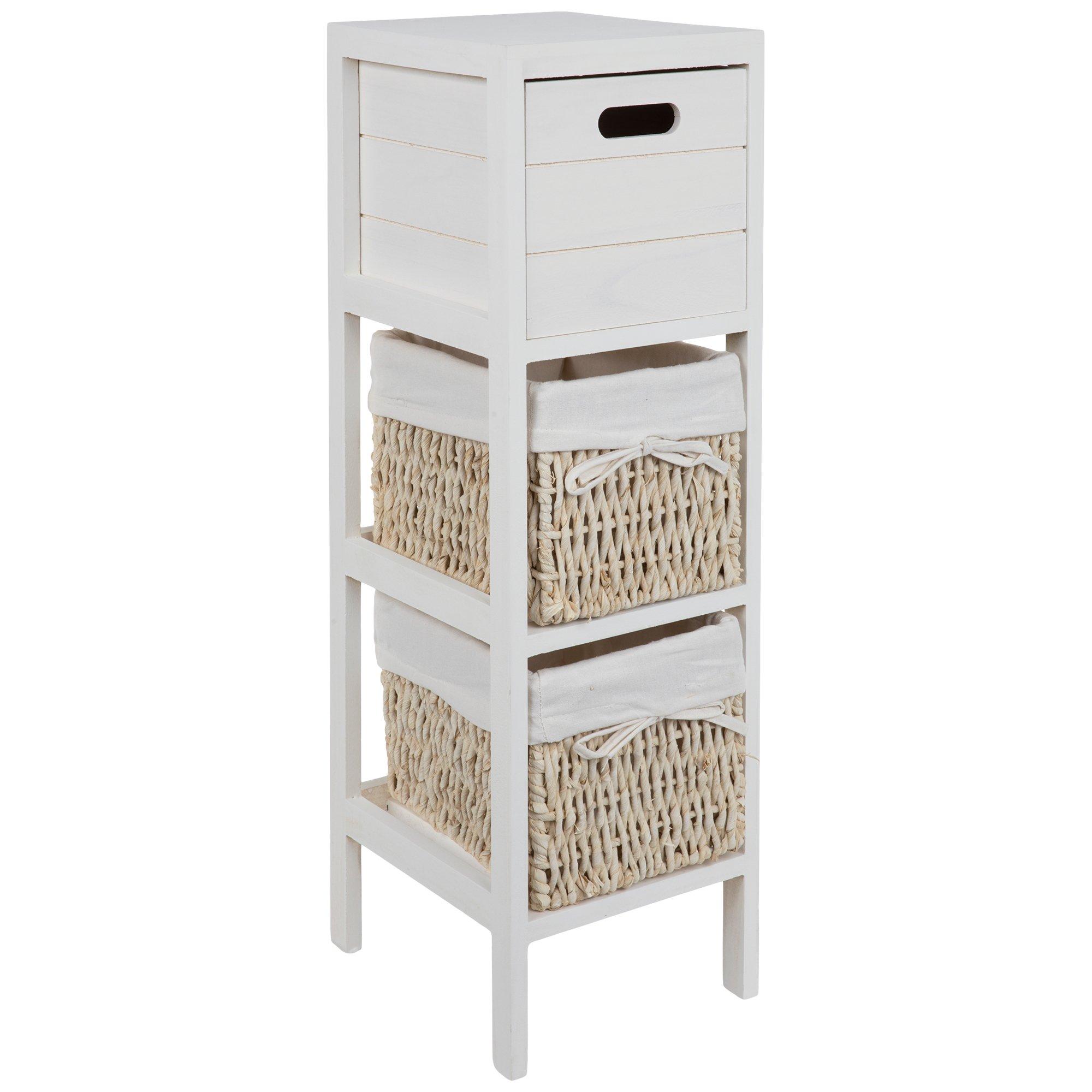 2 3 4 Tier Maize Basket Bathroom White Storage Unit Wicker Drawer