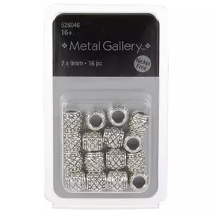 Fancy Pattern Barrel Metal Beads - 7mm x 9mm