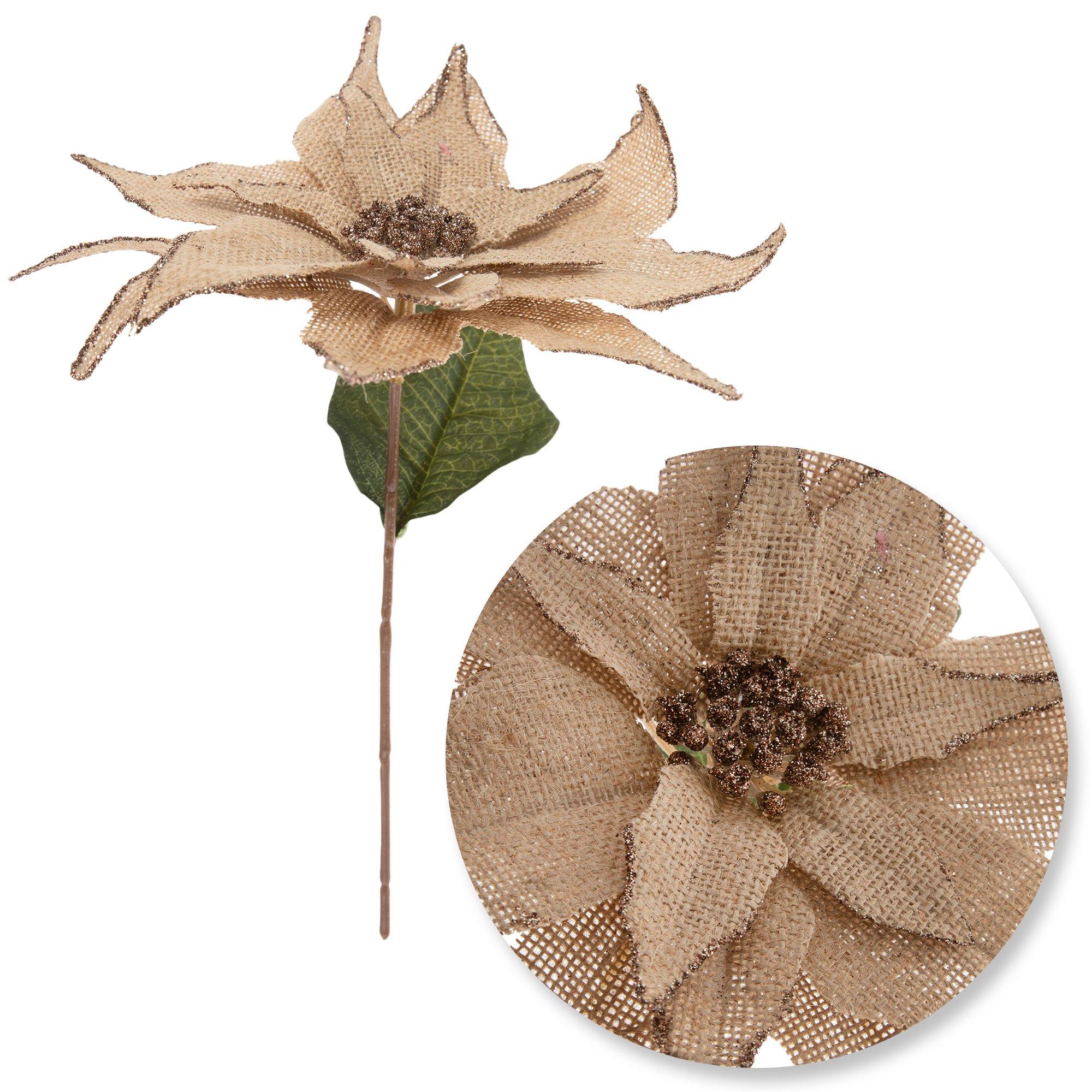 Burlap Poinsettia Pick view 1