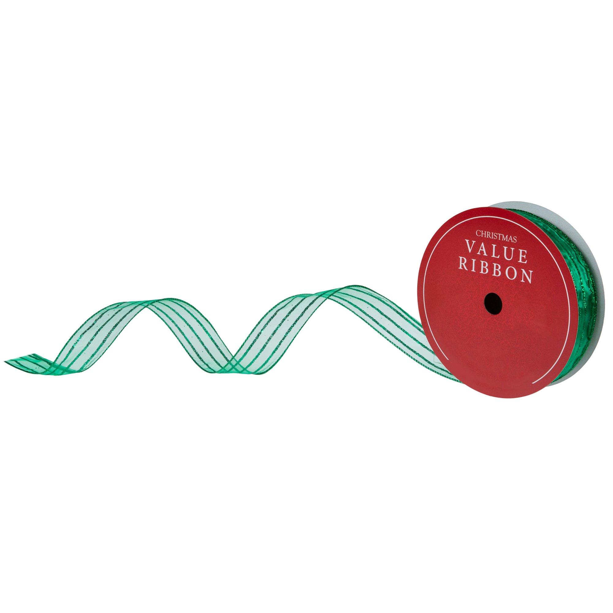 Glitter Striped Wired Edge Sheer Ribbon Hobby Lobby 5279237