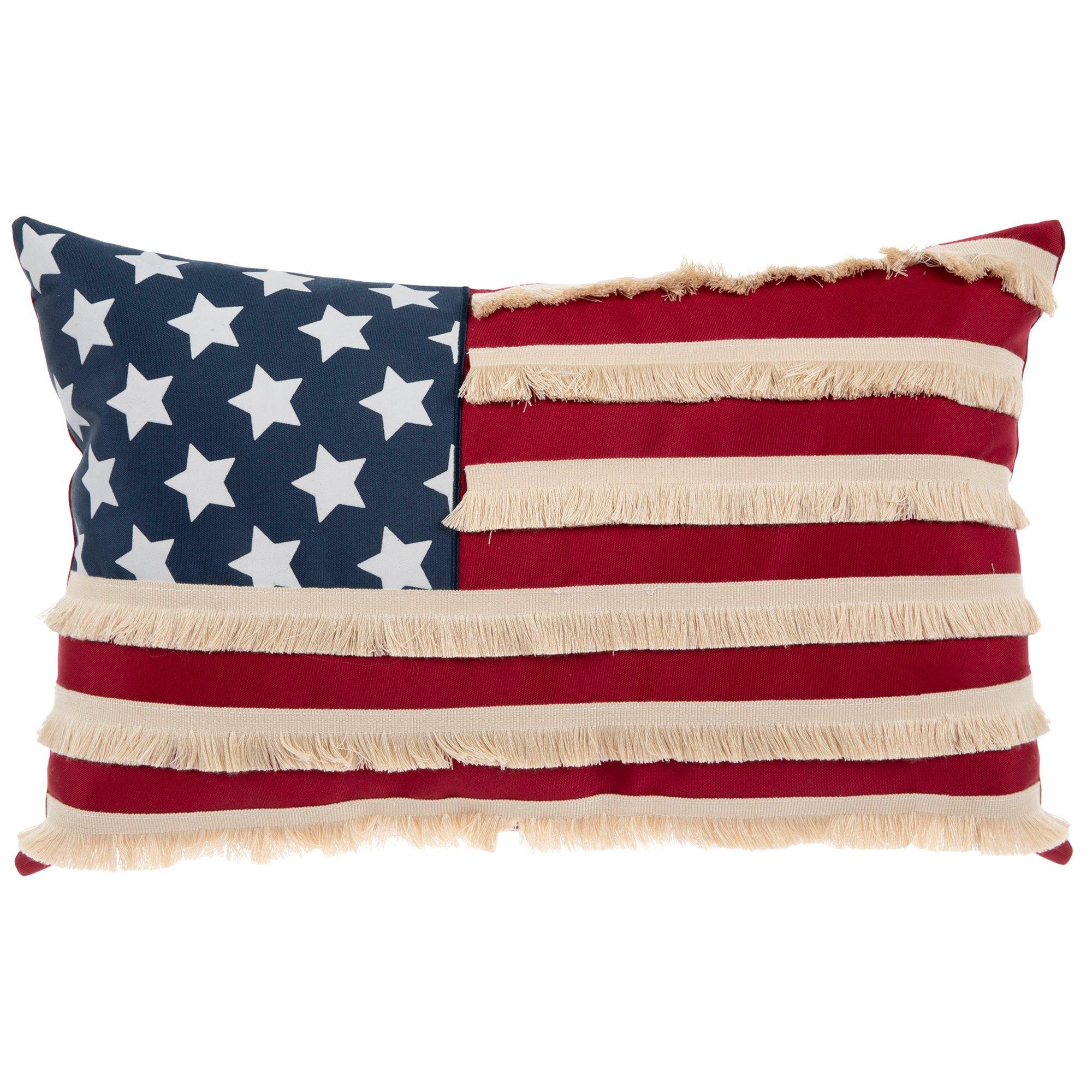 American Flag Fringe Pillow