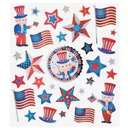 Uncle Sam & Star Glitter Stickers
