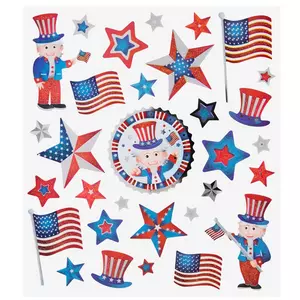 Uncle Sam & Star Glitter Stickers