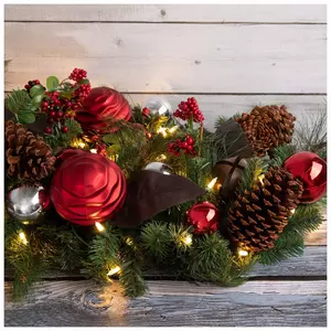 Light Up Ornaments & Pinecones Garland