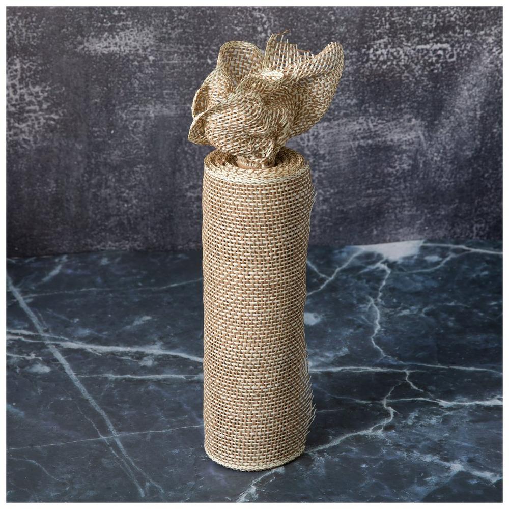 Beige & Ivory Woven Deco Mesh Ribbon - 10