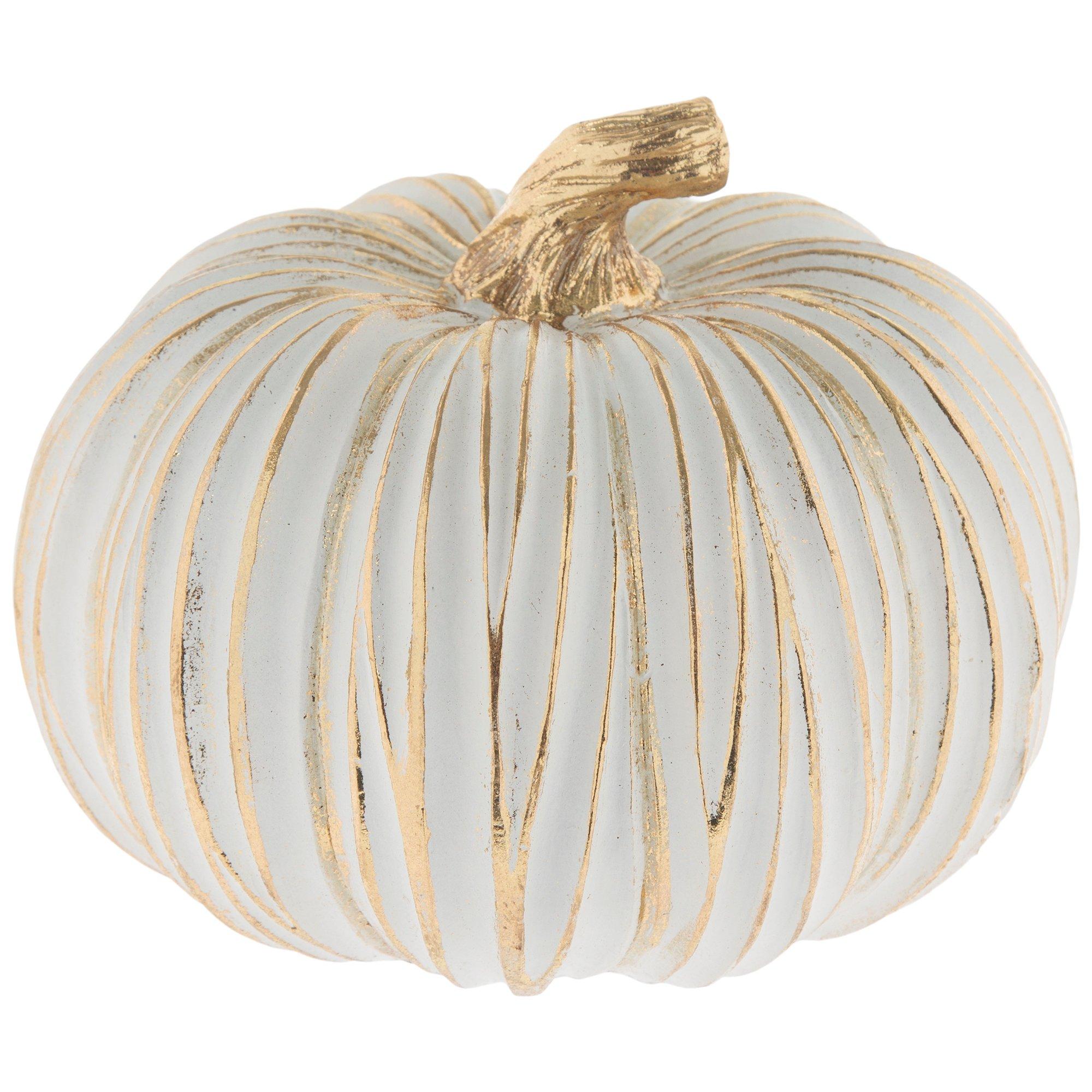 White & Gold Striped Pumpkin Hobby Lobby 5315114