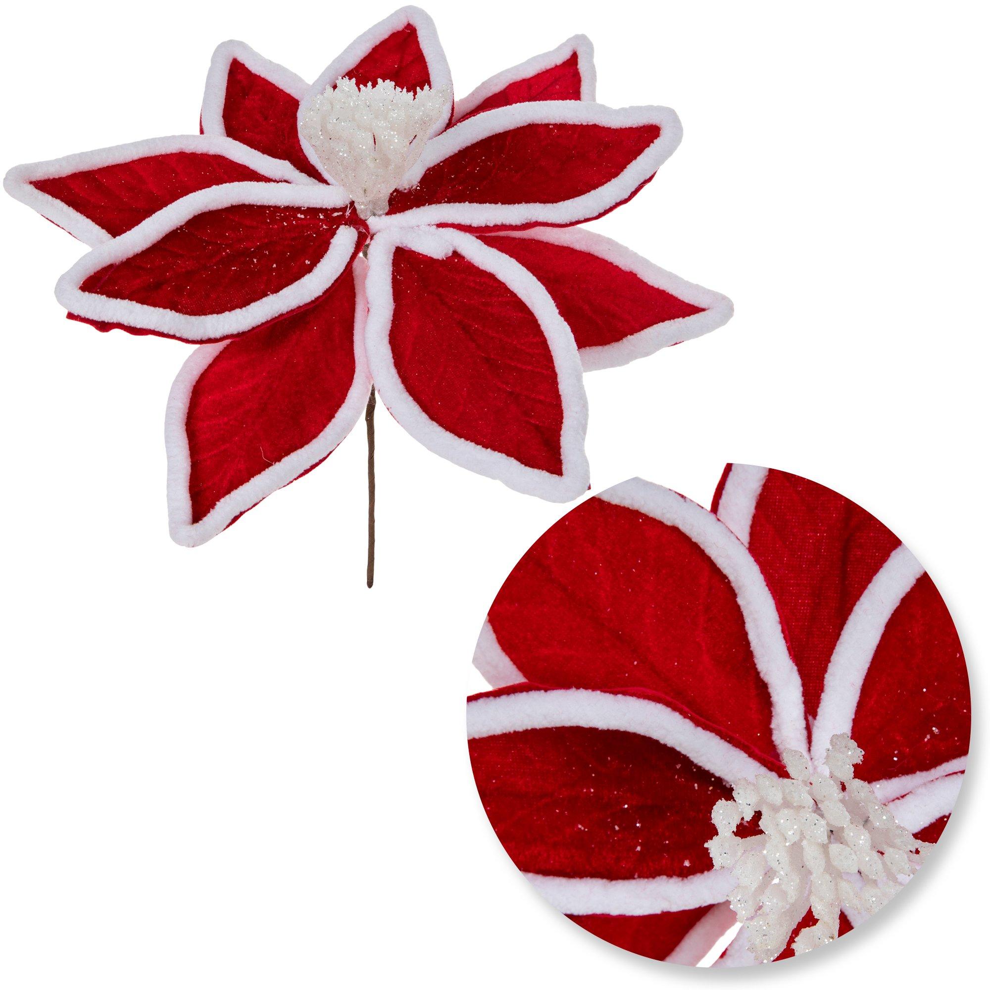 Red & White Velvet Poinsettia Pick Hobby Lobby 5335096