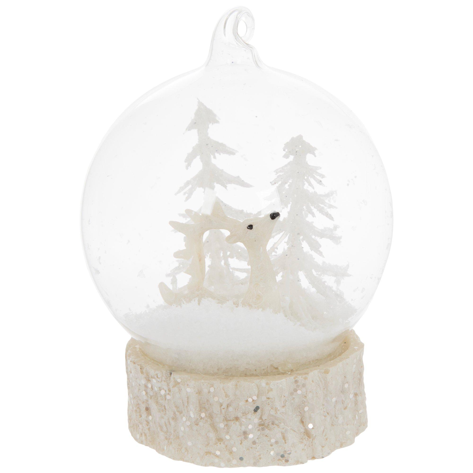 White Reindeer Light Up Snow Globe Ornament | Hobby Lobby | 5344015
