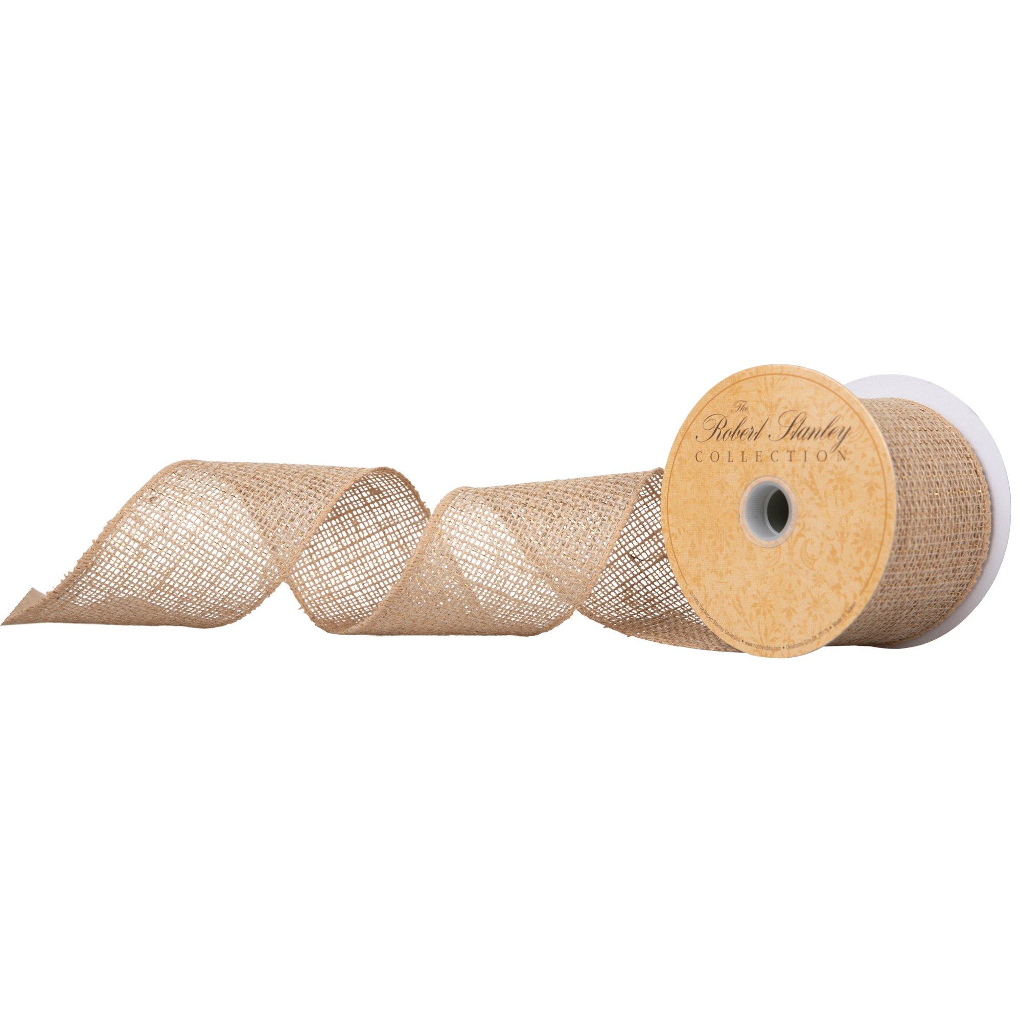 Sand Brown Wired 2 1/2 inch x 10 Yards Burlap Ribbon - by Jam Paper