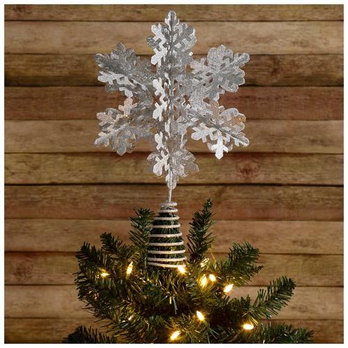 White Glitter Snowflake Tree Topper - Large