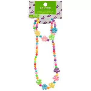 Flower Beaded Bracelet & Necklace