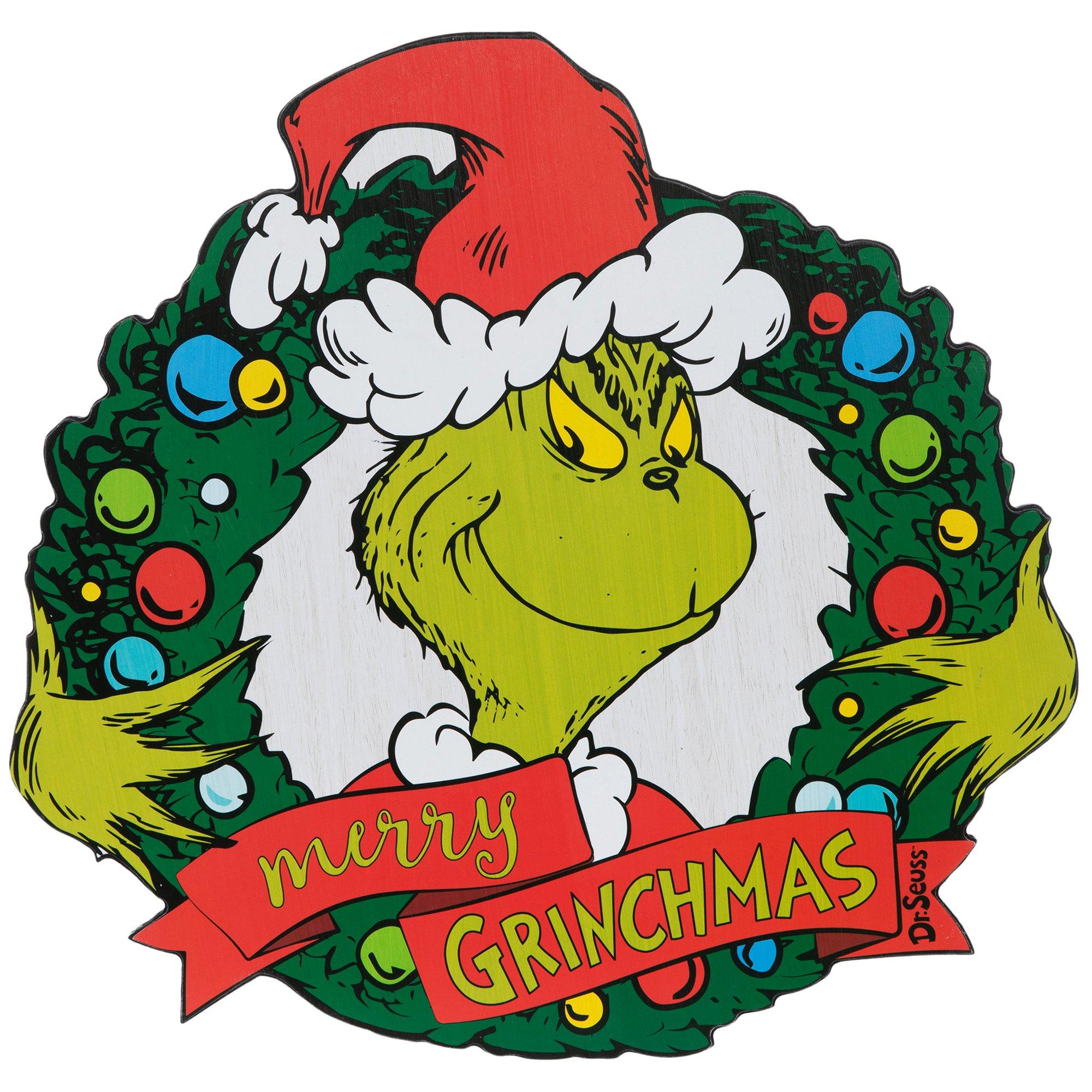 Merry Grinchmas Wreath Wood Wall Decor