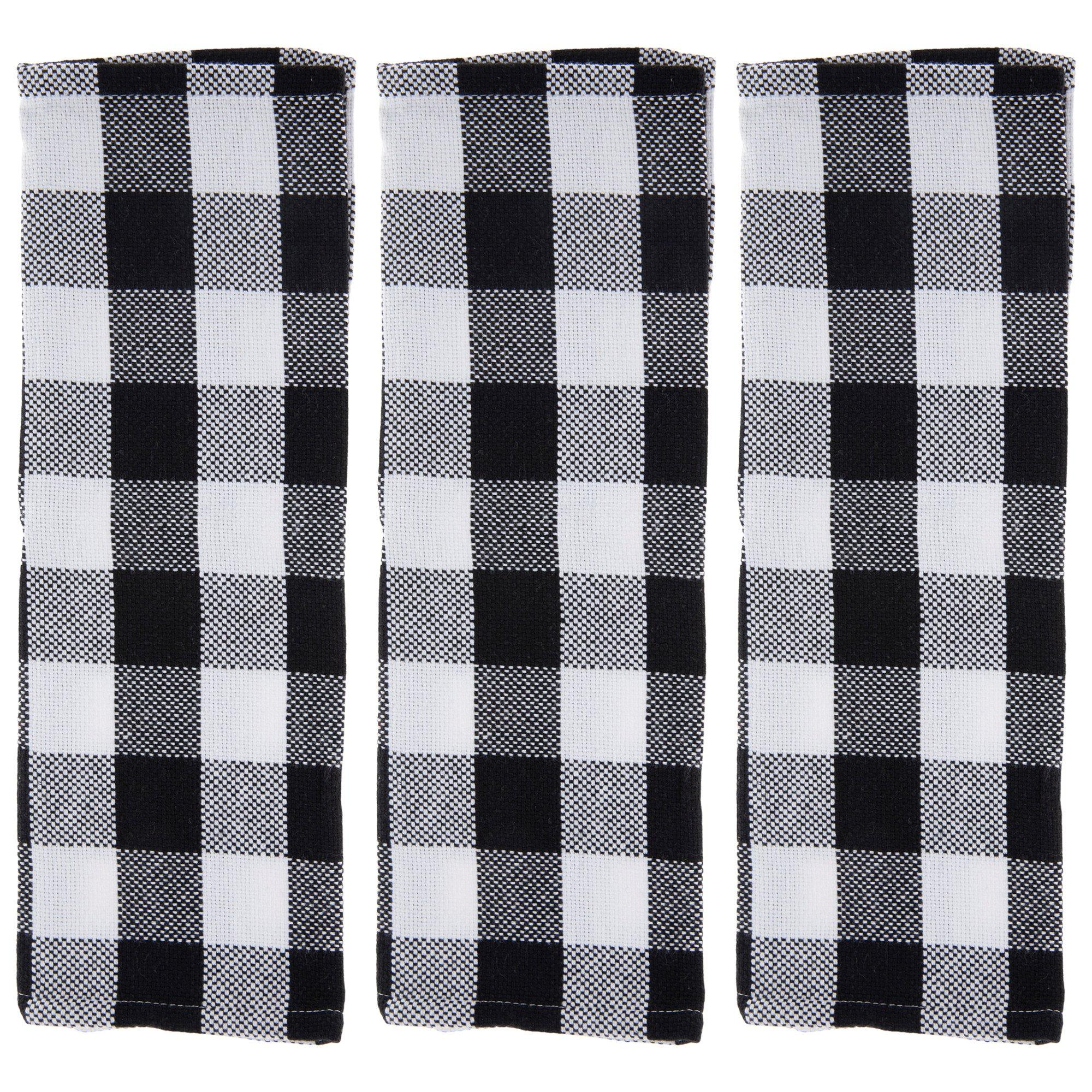 4 Pieces Buffalo Plaid Kitchen Towels Black White Plaid Towels Home Family