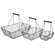 Brown Rectangle Wire Basket Set