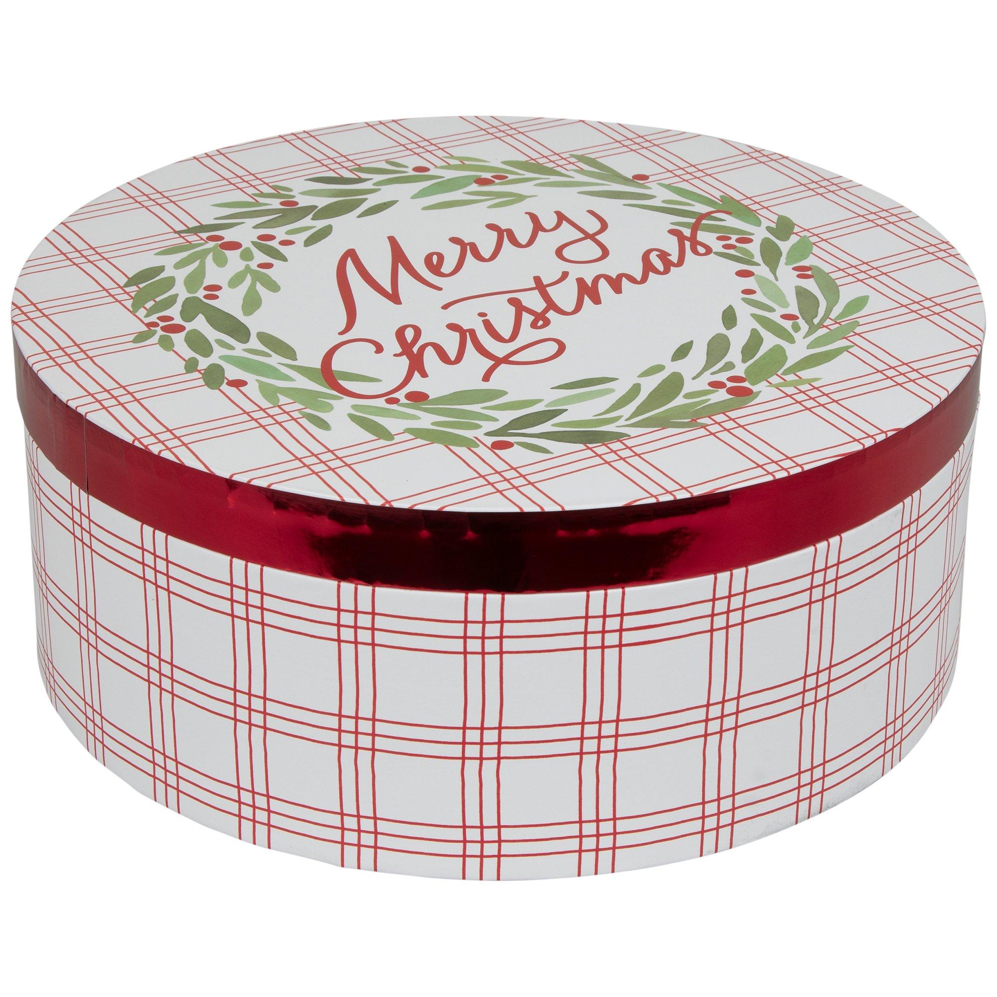Merry Christmas Wreath Round Gift Box | Hobby Lobby | 5464748