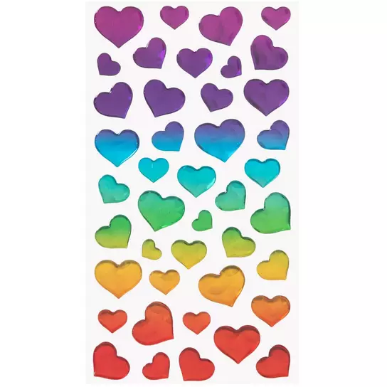 Multi-Color Puffy Heart Stickers