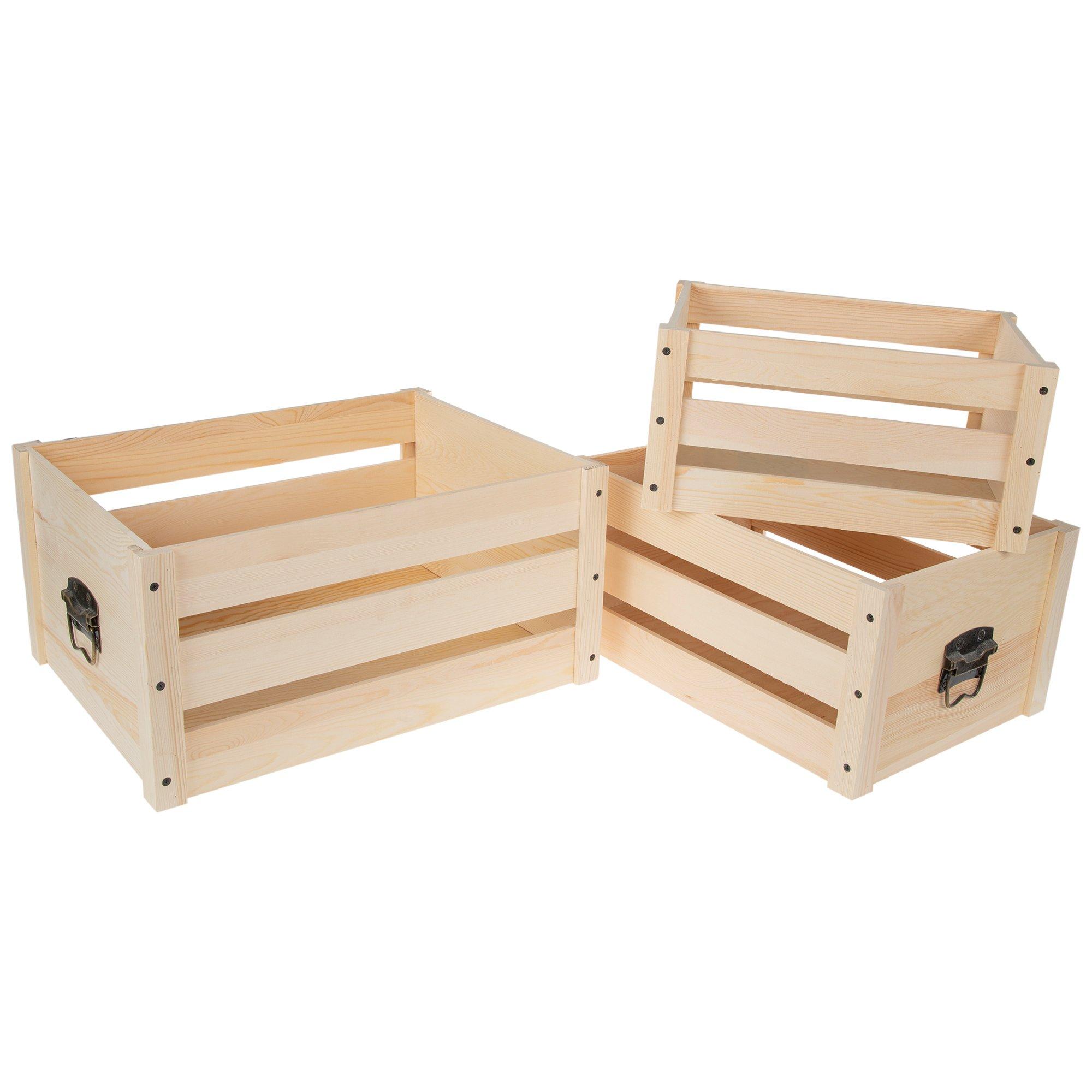 Pallet Wood Crate With Handles Set