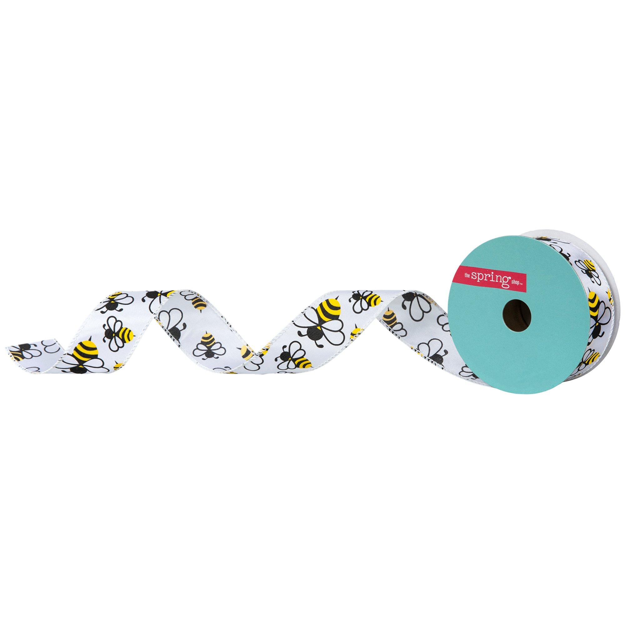 ribbonです。 Bee Wired Edge Satin Ribbon - 1 1/2