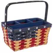 Patriotic Four Section Picnic Basket Caddy