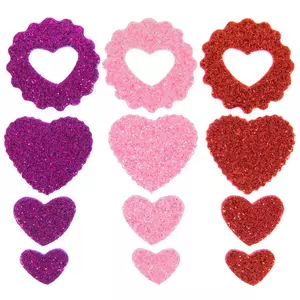 54pc Glitter Hearts Foam Stickers Self Adhesive Heart Stickers for  Valentine's