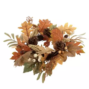 Brown Leaf & Pinecone Candle Ring