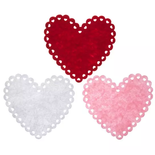 Felt Hearts 3 to 4 Cm 10 Count Color RED Wool Felt Hearts 