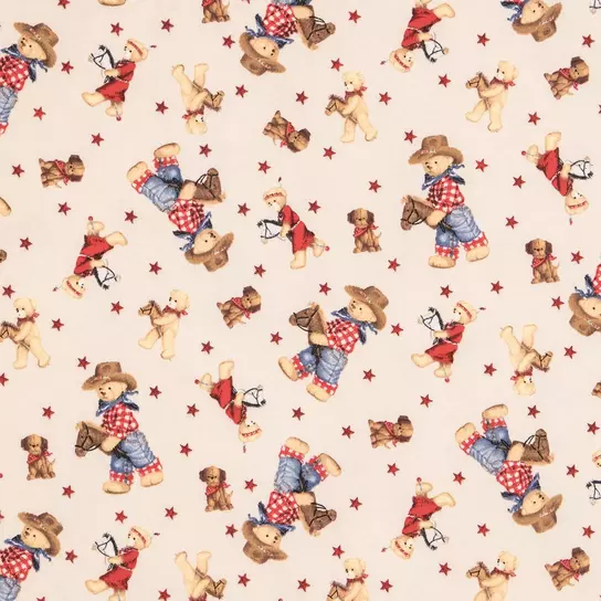 Cowboy Teddy Bear Flannel Fabric, Hobby Lobby