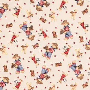 Cowboy Teddy Bear Flannel Fabric