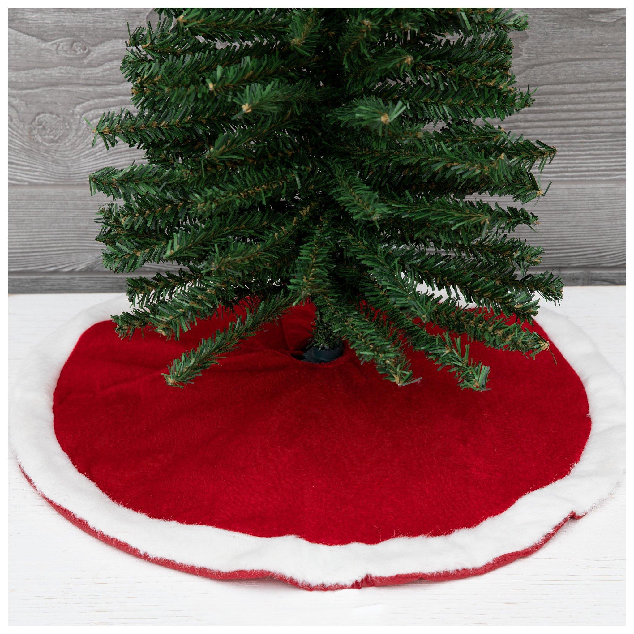 Red & White Velvet Mini Tree Skirt 18" size view 1