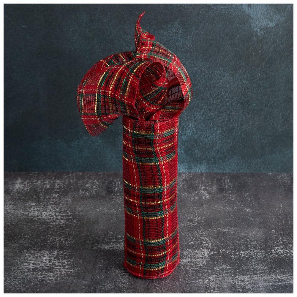 Red & Green Plaid Deco Mesh Ribbon - 10