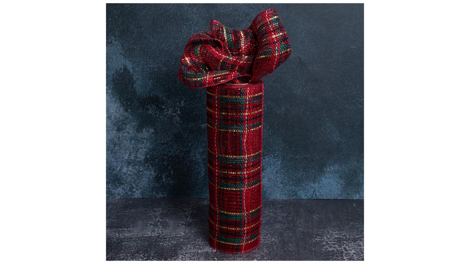 Red & Green Plaid Deco Mesh Ribbon - 10