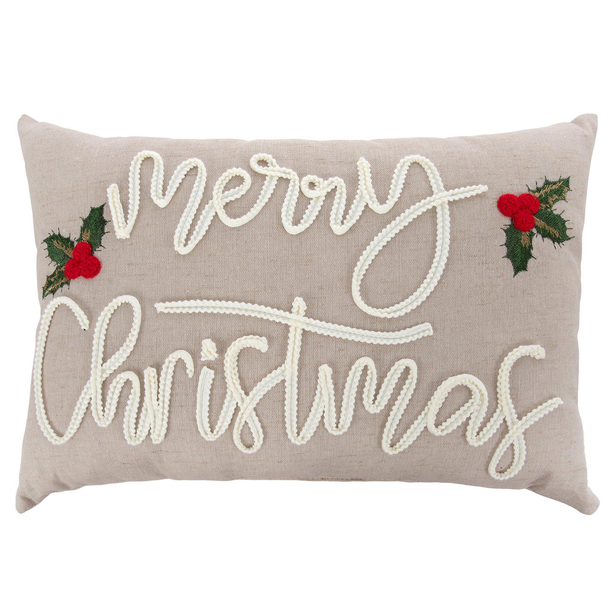 Embroidered Merry Christmas Pillow view 1