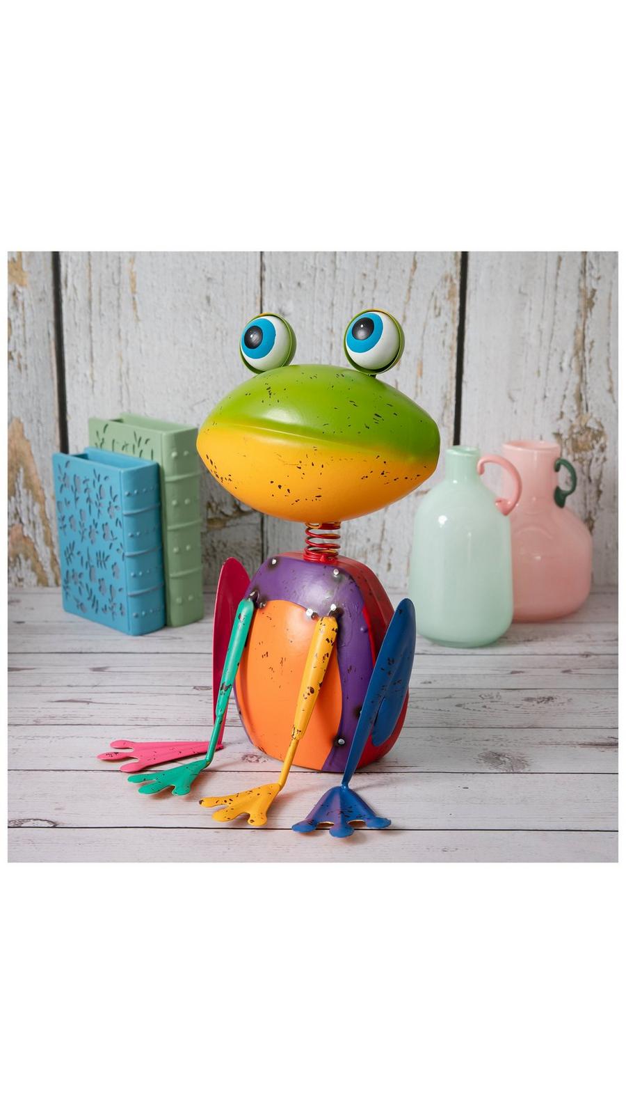 Olszewski　オルショウスキー　バンビ＆フラワー　フィギュア　置物 Multi-Color Distressed Wobble Head Metal Frog | Hobby Lobby | 5608252