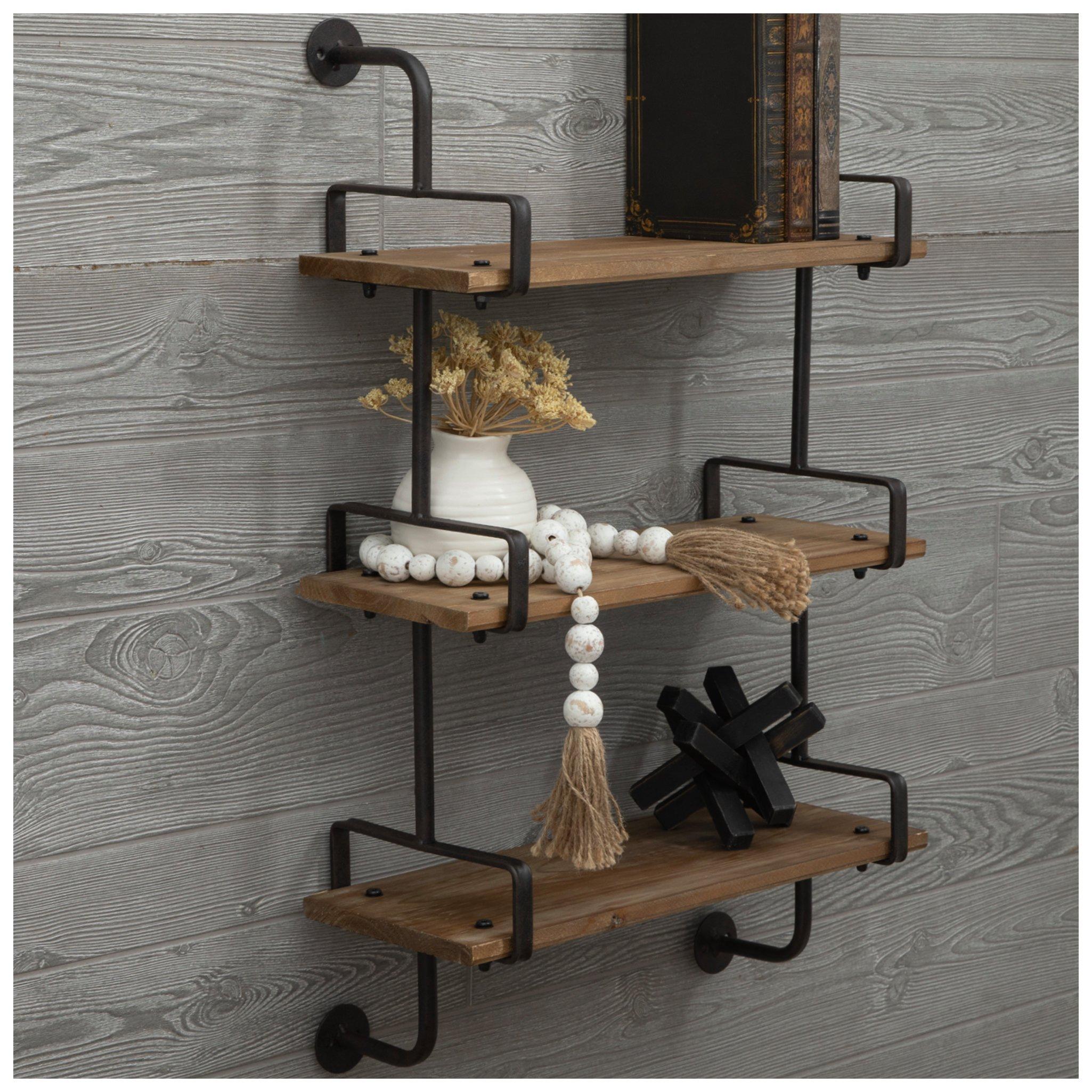 Three-Tiered Industrial Wood Wall Shelf | Hobby Lobby | 5632930