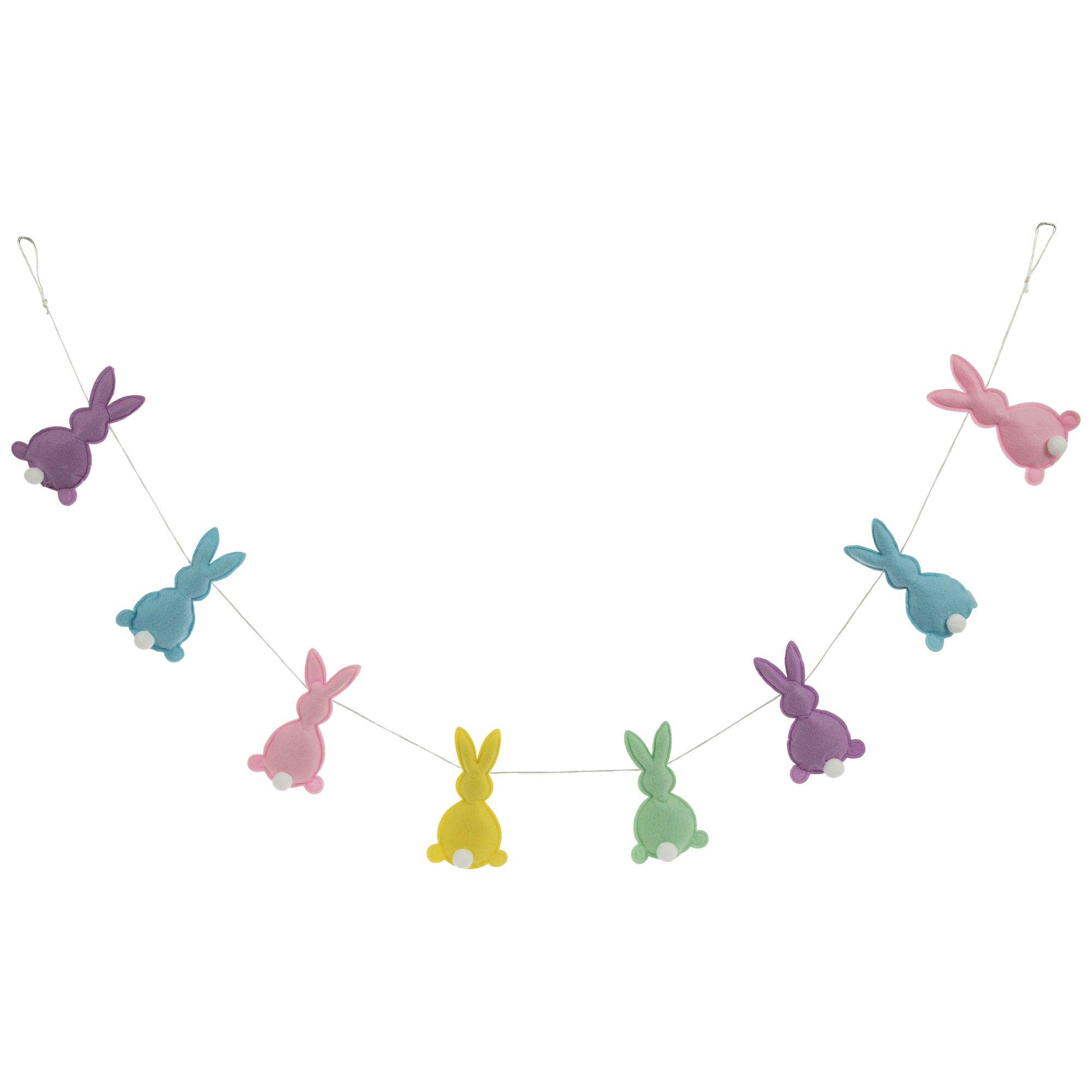 Felt Easter Decor Easter Bunny Felt Garland Banner - 8 Piece Jointed ...