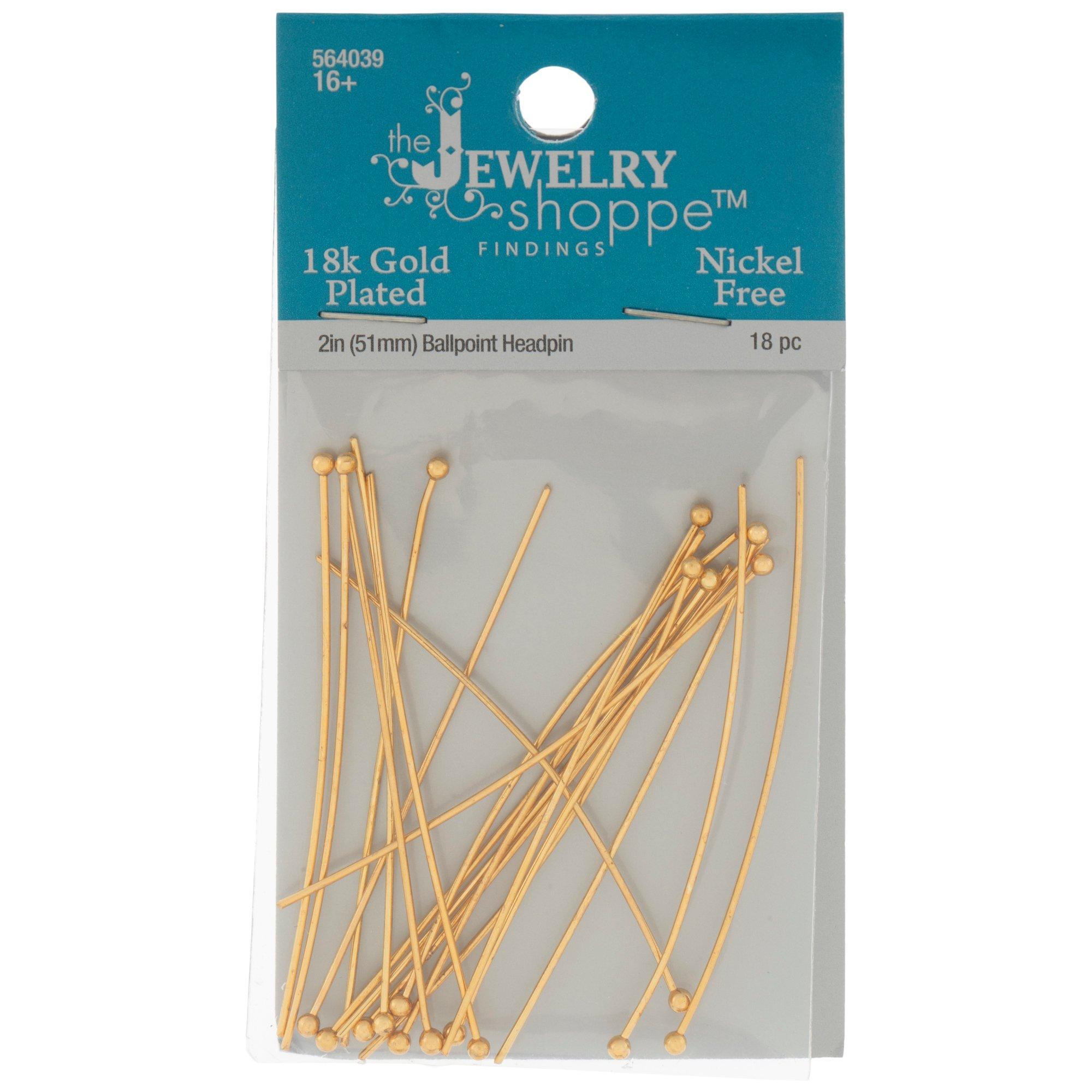 18K Gold Plated Ballpoint Headpins 2" Hobby Lobby 564039