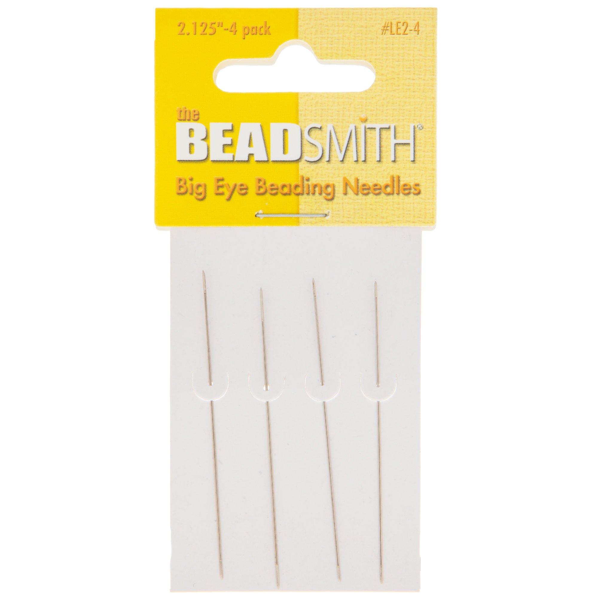 The Beadsmith Big Eye Beading Needles, 5 inches, 4 per Card, Sharp Points,  Use for General Sewing, Weaving and Embroidery, Very Easy to Thread 5 Long  - 4 Needles