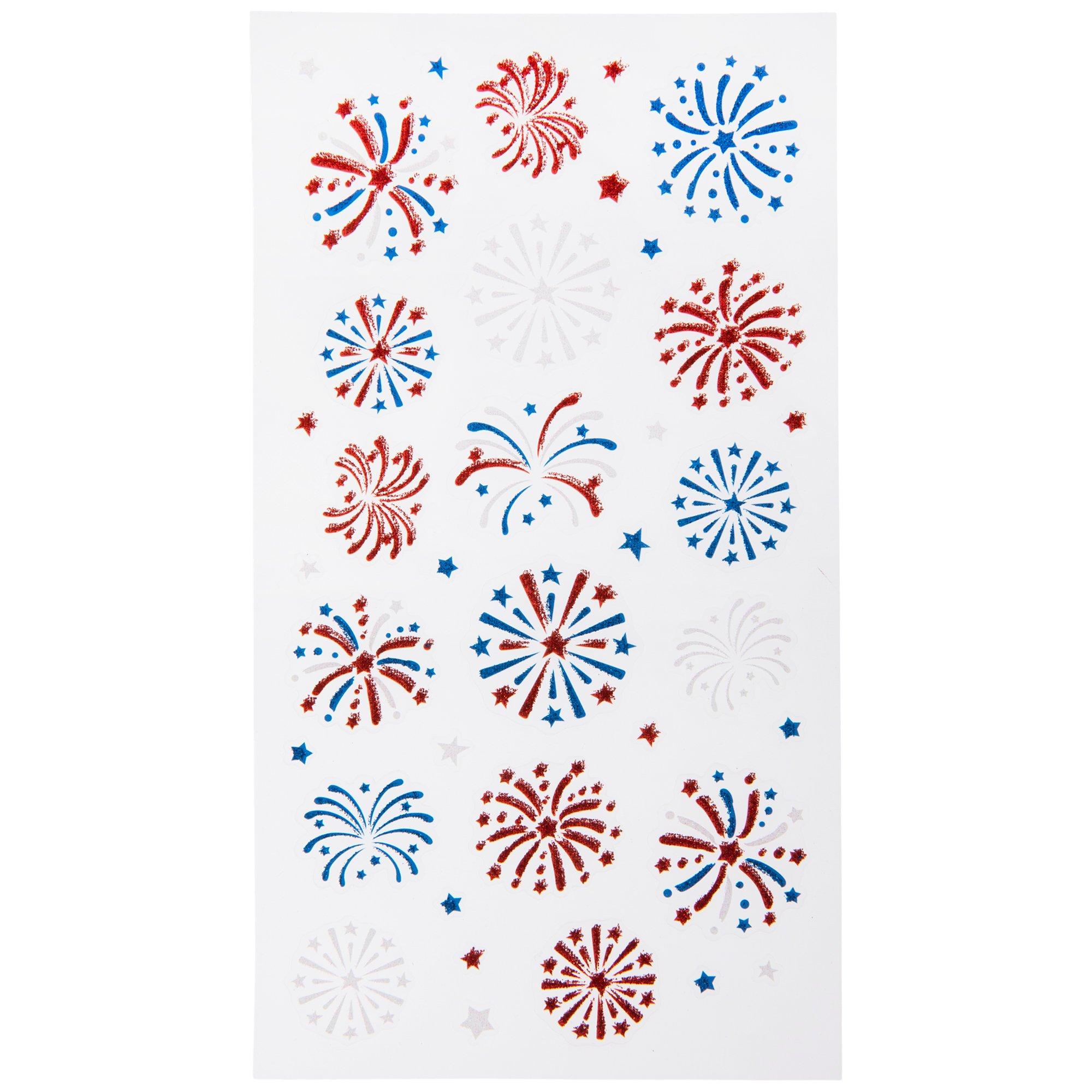 Red, White & Blue Glitter Firework Stickers | Hobby Lobby | 5684469