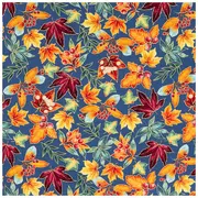 Navy Fall Leaves Cotton Fabric