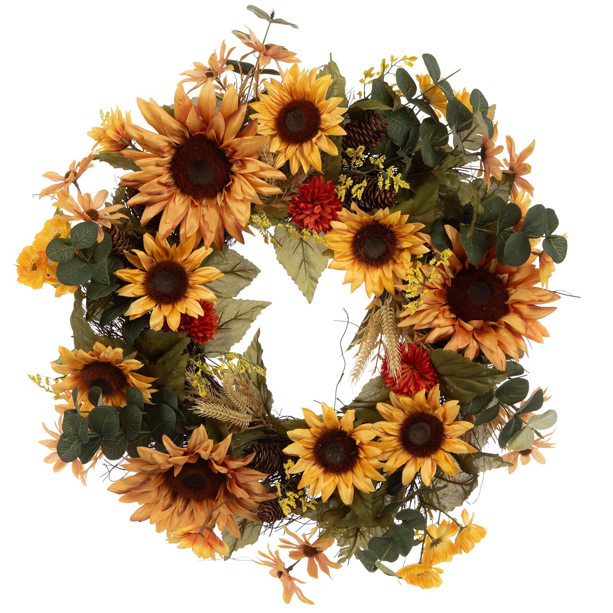Sunflower, Mum & Pinecone Wreath Hobby Lobby 5687066