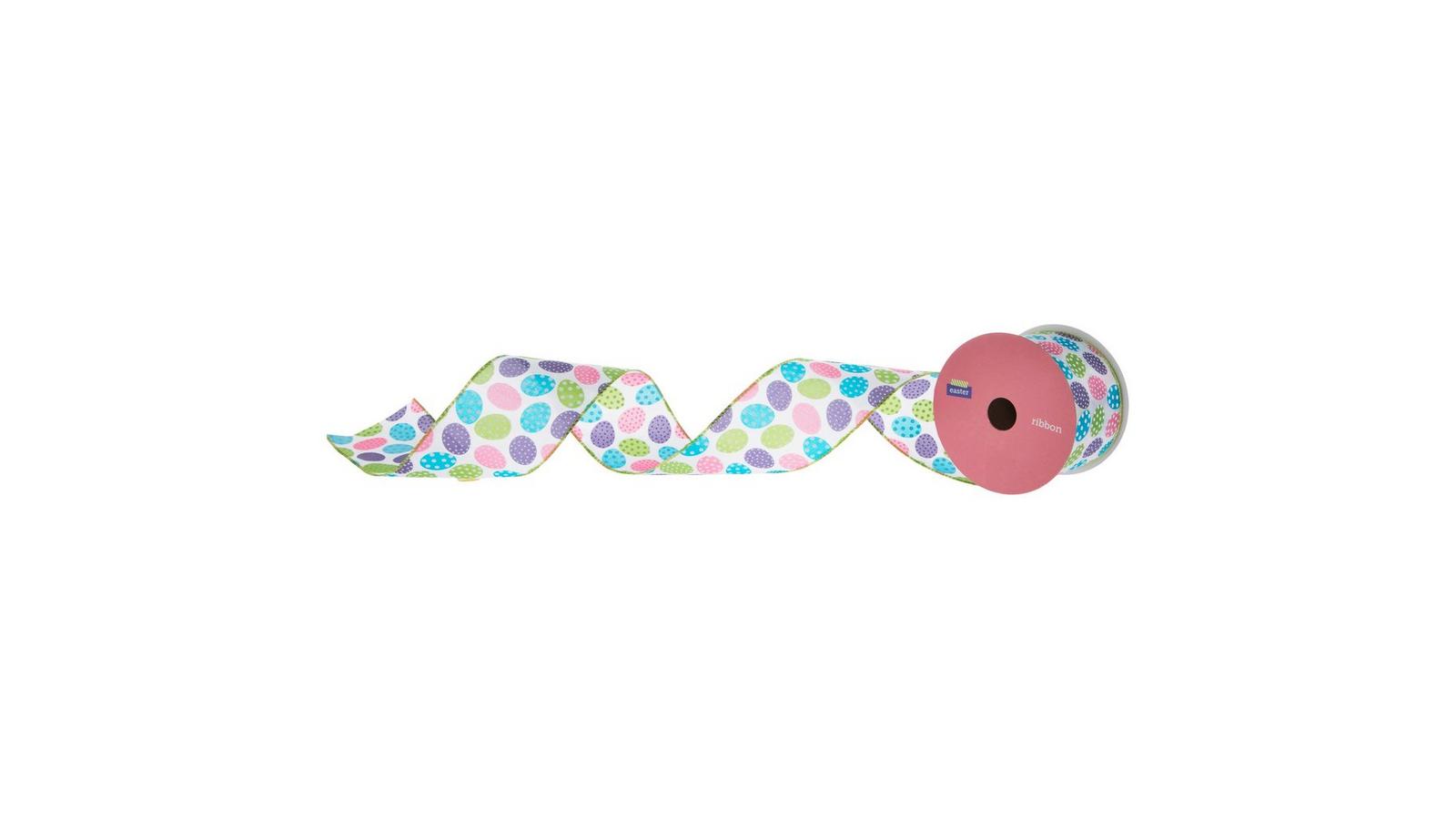 Polka Dot Eggs Wired Edge Satin Ribbon - 2 1/2