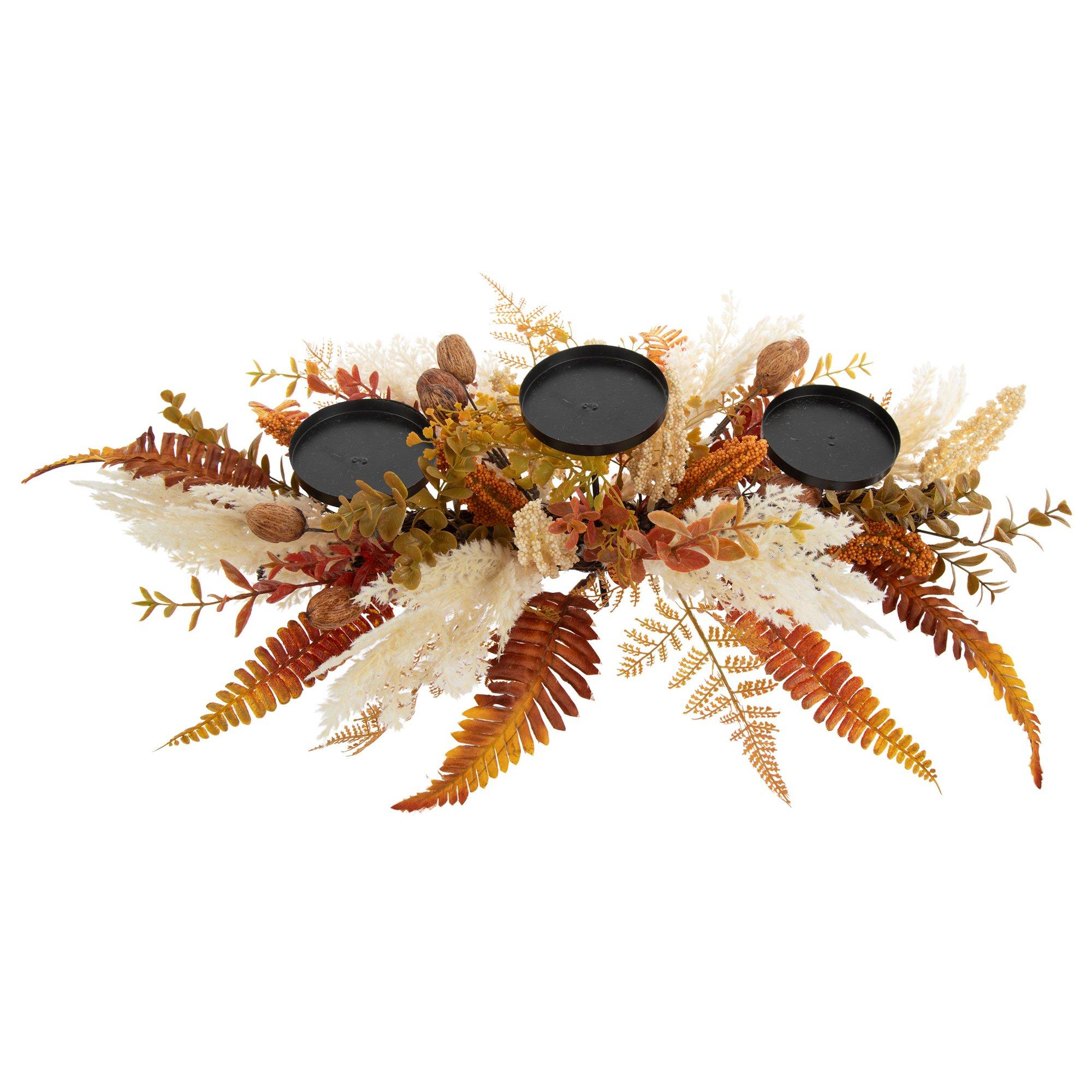 Autumn Leaves & Pecans Candle Holder Centerpiece Hobby Lobby 5690383