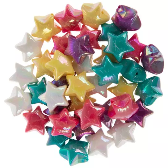 Neon Star Plastic Beads, Hobby Lobby