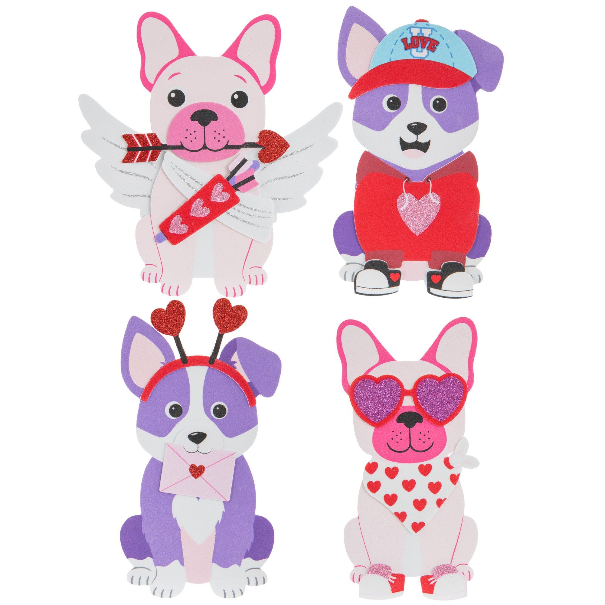 Valentine Animals & Hearts Foam Stickers 