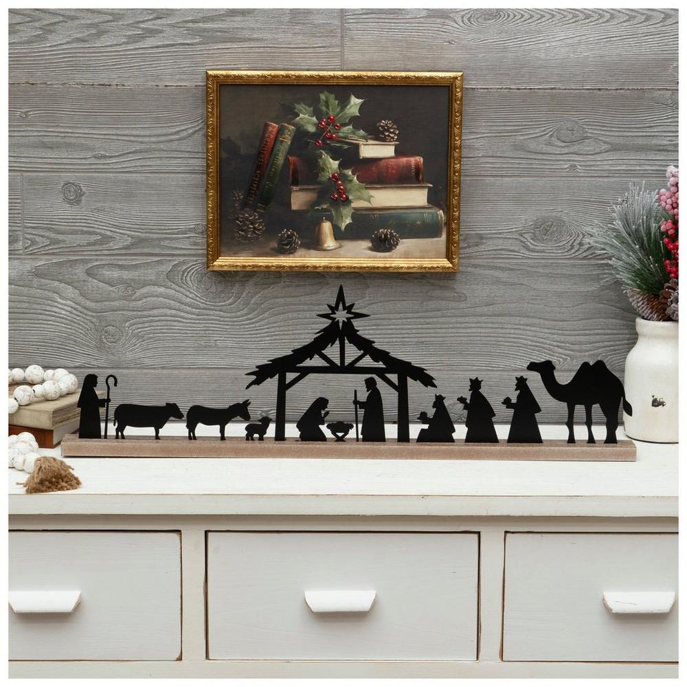 Christmas Decoration Sets Indoor Lighted Nativity Set - Hand Painted Christmas Scene With Battery-Operated Lights Nativity Set White And Gold