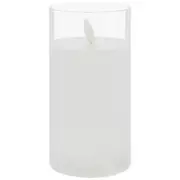LED Ribbed Glass Pillar Candle