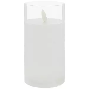 LED Ribbed Glass Pillar Candle
