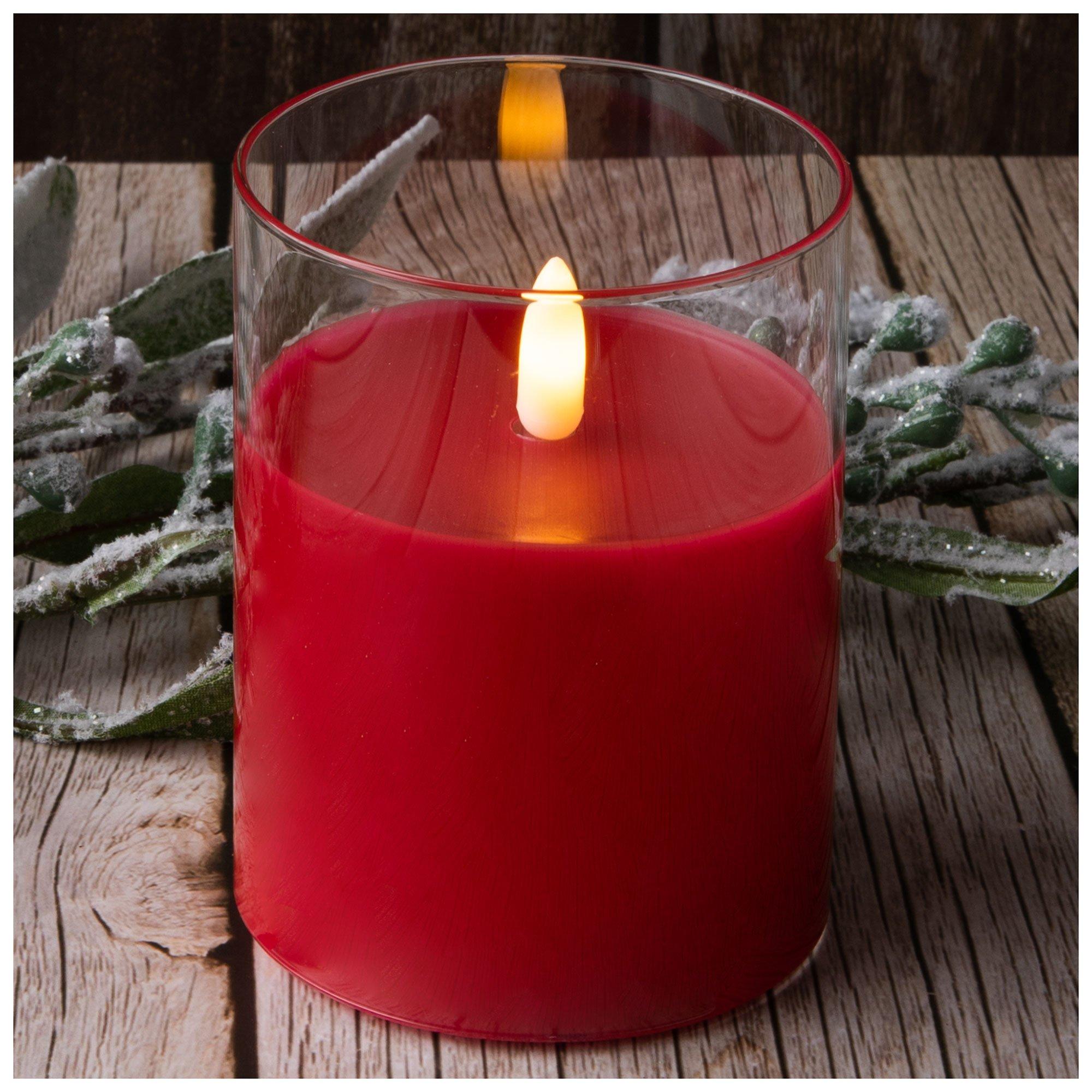Red LED Glass Pillar Candle Hobby Lobby 5699566