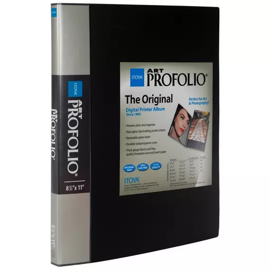 Itoya Original Art ProFolio 13x19 Black Photo Album Book with 48 Pages -  Protective Binder with Plastic Sleeves