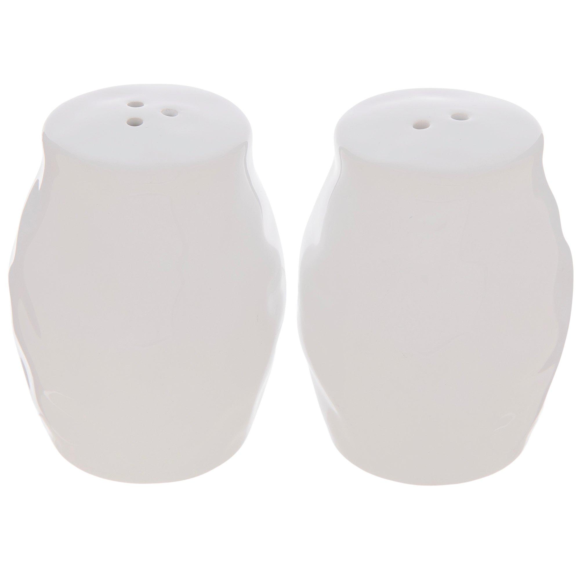 White Debossed Salt and Pepper Shaker Set